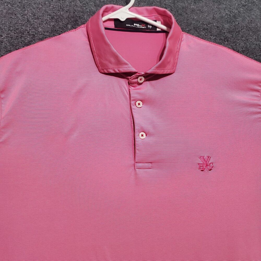 RLX Ralph Lauren Mens Golf Polo Shirt L Yeamans Hall Club Performance Stretch